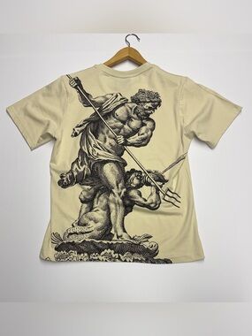 Rebel Vengeance Rebel Archives Graphic Tee Men L Cream Poseidon Streetwear NWT